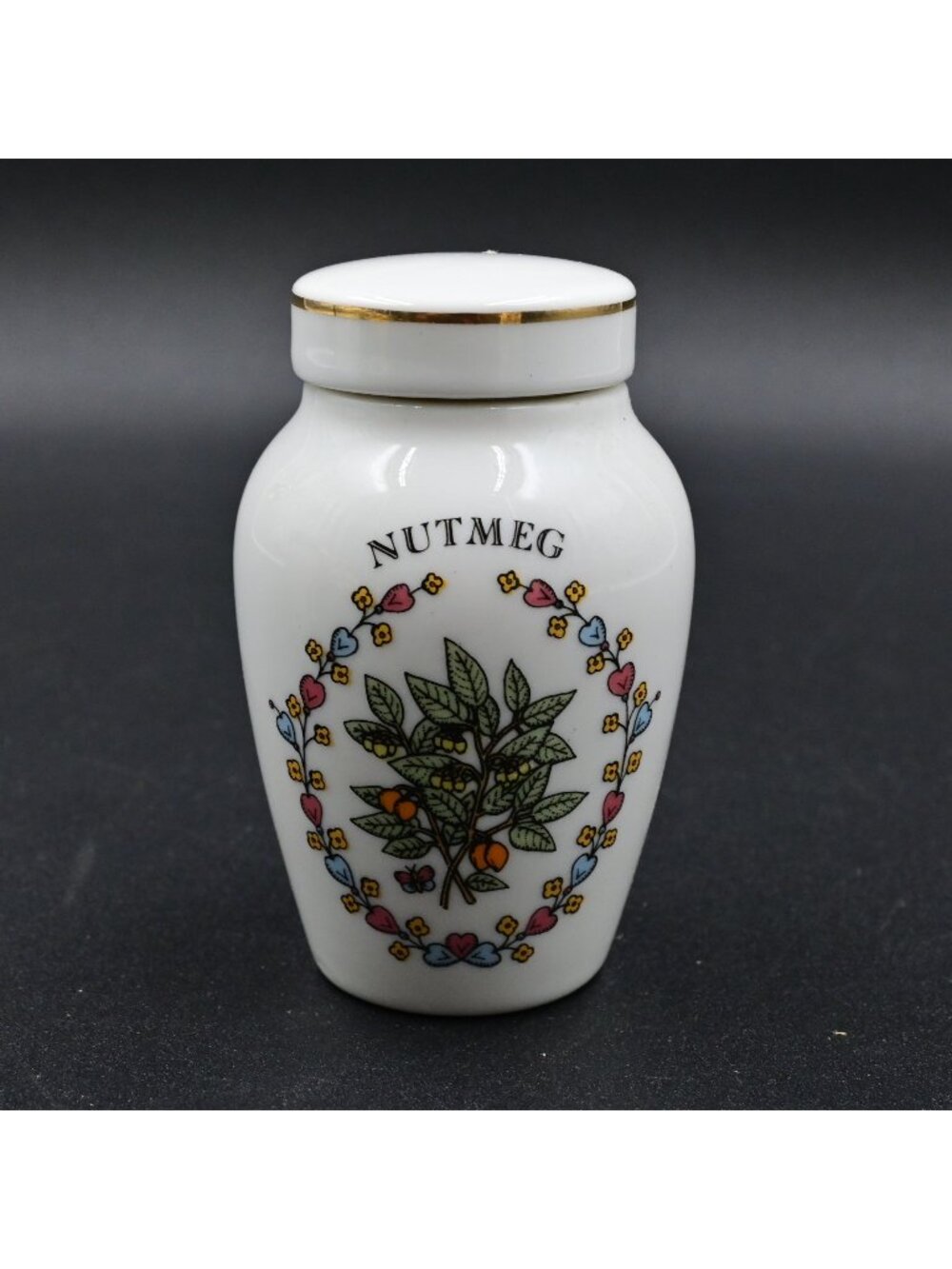 Gloria Concepts Nutmeg Spice Jar with Lid Porcelain Franklin Mint Vintage 1985